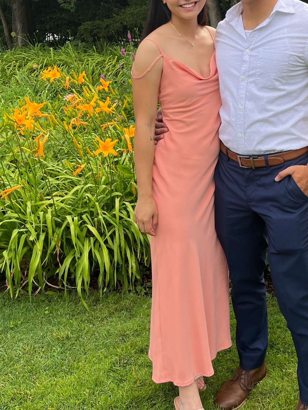 Abercrombie & Fitch Coral-Peach Cowl Neck Maxi Dress